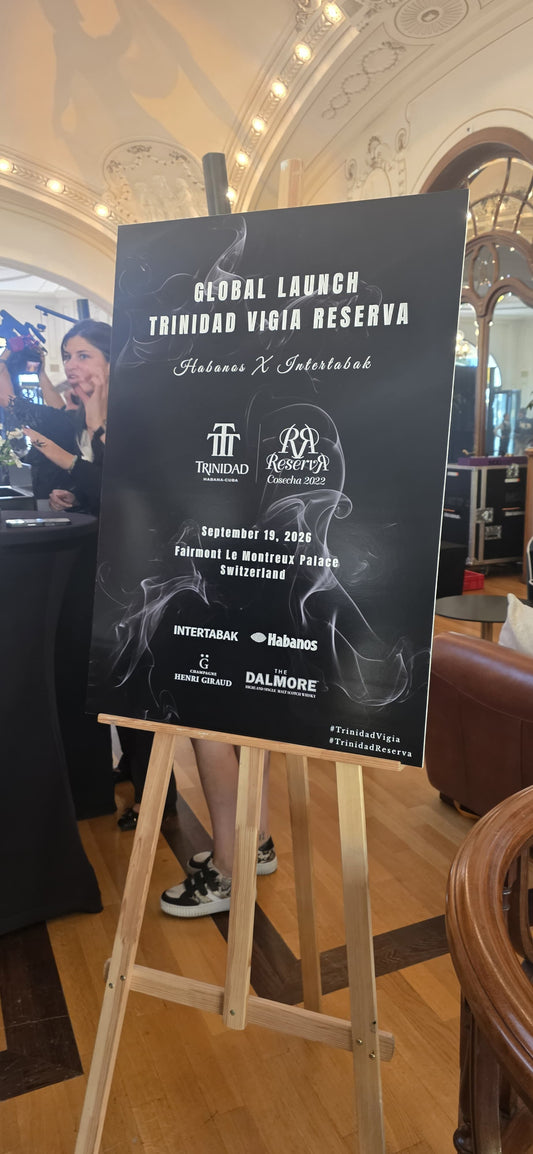 Affiche du lancement mondial du Trinidad Vigia Reserva au Montreux Palace